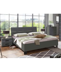 Lit 2 places gris design 160 ou 180 x 200 cm