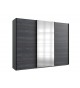 Armoire miroir 3 portes coulissantes grise acier