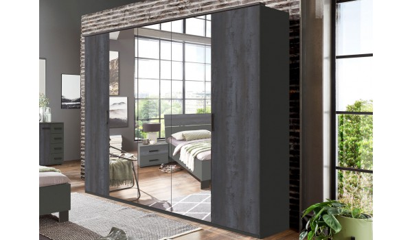 Armoire miroir dressing 5 portes