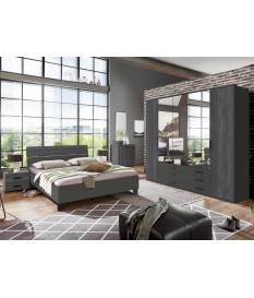 Armoire miroir 5 portes 6 tiroirs / Lit et chevets