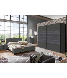 Armoire miroir coulissantes 2 portes / Lit et chevets