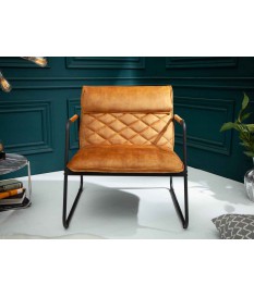 Fauteuil de salon design en velours jaune moutarde