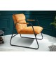 Fauteuil de salon design en velours jaune moutarde