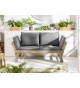 Banc de jardin en bois acacia grisé avec coussin