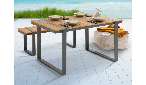 Table de jardin composite et aluminium 123 cm