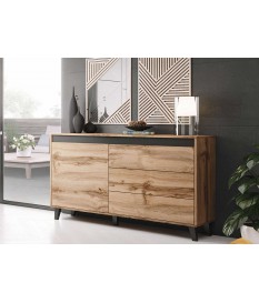 Buffet moderne bois et gris pas cher