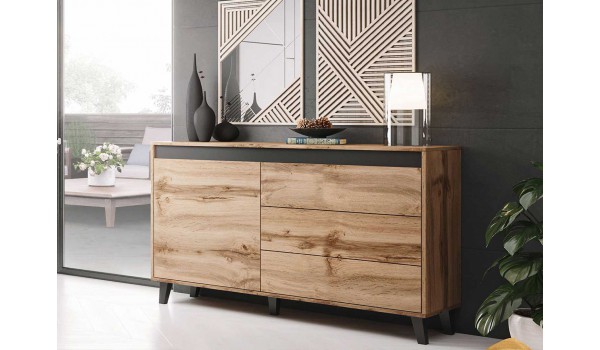 Buffet moderne bois et gris pas cher