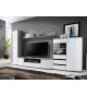 Meuble TV Mural Blanc Laqué et Bois 3m40