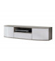 Meuble Bas TV Blanc Laqué et Bois 1m50