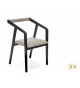 Chaise design en bois et velours gris