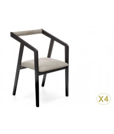 Chaise design en bois et velours gris