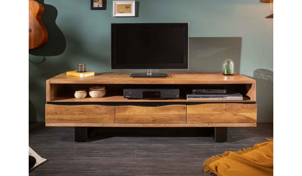Meuble TV moderne en bois d'Acacia et métal