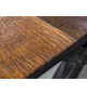 Table bois recyclé brun piétement en X métal noir