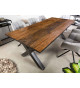 Table bois recyclé brun piétement en X métal noir