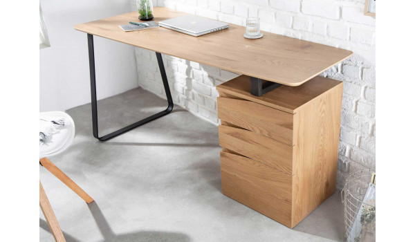 Bureau design 160 cm avec caisson 3 tiroirs