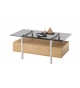 Table basse rectangulaire 110X60 Bois et verre gris