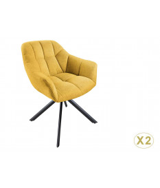 Chaises modernes tissu jaune moutarde