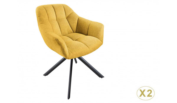 Chaises modernes tissu jaune moutarde