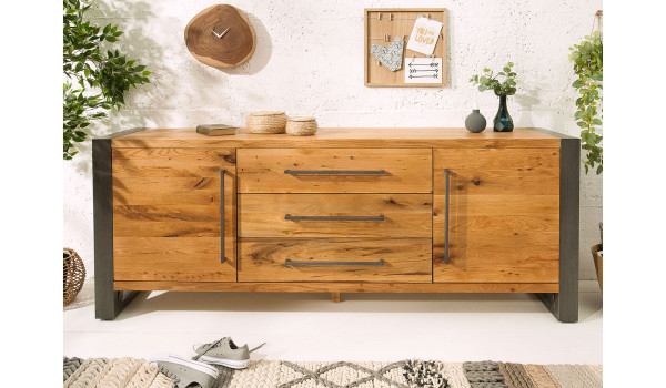 Meuble buffet bois et métal look industriel 200 cm