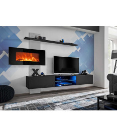 Meuble TV mural avec cheminée
