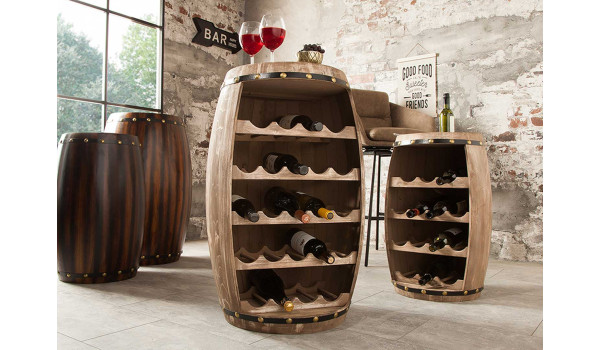 Range bouteille tonneau bar en bois
