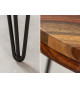 Table ronde 120 cm bois exotique et métal