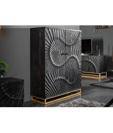 Meuble bar haut contemporain en bois massif - 2 portes