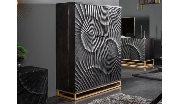 Meuble bar haut contemporain en bois massif - 2 portes
