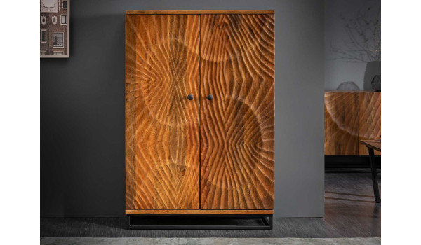 Meuble bar haut design en bois massif - 2 portes