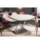 Table céramique ovale extensible aspect marbre blanc