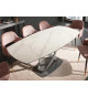 Table céramique ovale extensible aspect marbre blanc