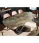 Table céramique ovale extensible aspect marbre taupe