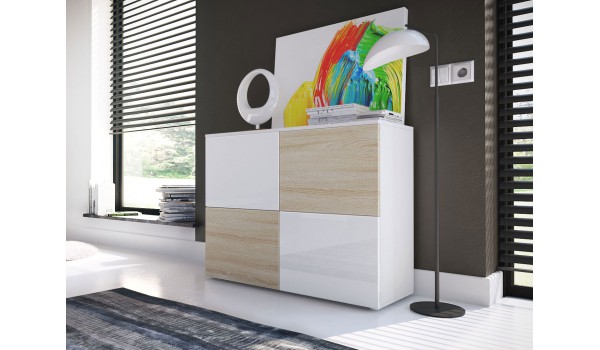 Commode de Salon Moderne 4 Portes Laqué ou Structuré