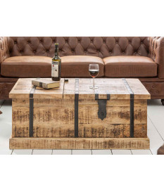 Table basse coffre range bouteille