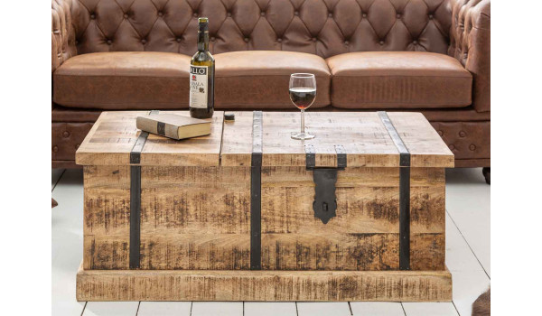 Table basse coffre range bouteille