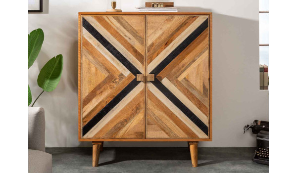 Buffet haut 2 portes déco originale en bois de manguier