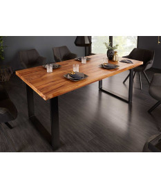 Table 180 cm en bois de Sesham et métal noir