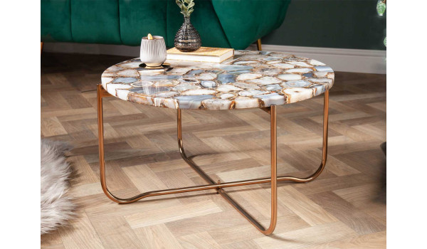 Table basse ronde en pierre d'agate
