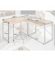 Bureau d'angle bois et métal 2 tiroirs pas cher