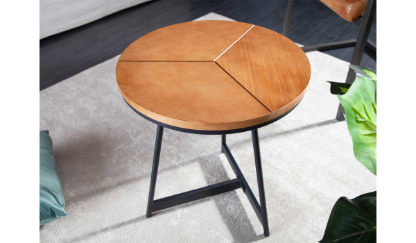 Table d'appoint ronde moderne chêne naturel