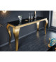 Table console baroque noire et métal doré