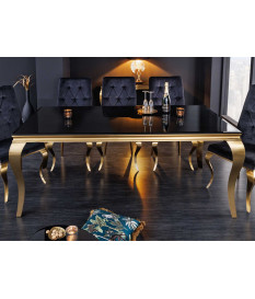 Table baroque noire et métal doré effet or