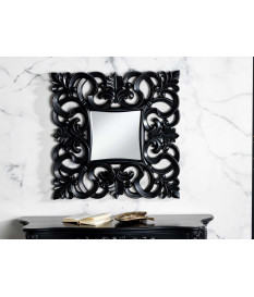 Miroir mural carré noir mat baroque antique