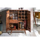Meuble bar en bois d'acacia brun et déco doré