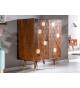 Meuble bar en bois d'acacia brun et déco doré