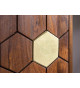 Meuble bar en bois d'acacia brun et déco doré