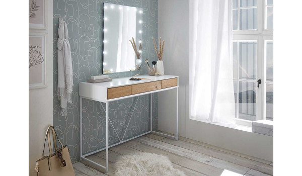 Console bois de chêne et blanche