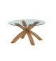 Table basse ronde bois et verre 80 cm