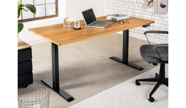 Bureau réglable en hauteur 72 - 117 cm finition chêne
