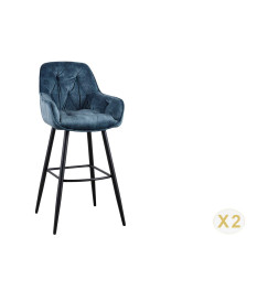 Chaise de bar en velours pétrole vendu par 2
